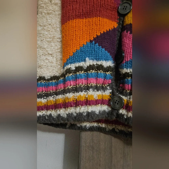H&M Wool/mohair cardigan sweater with colorful patchwork.Circa 2009. Size 2 NWT - Picture 9 of 11